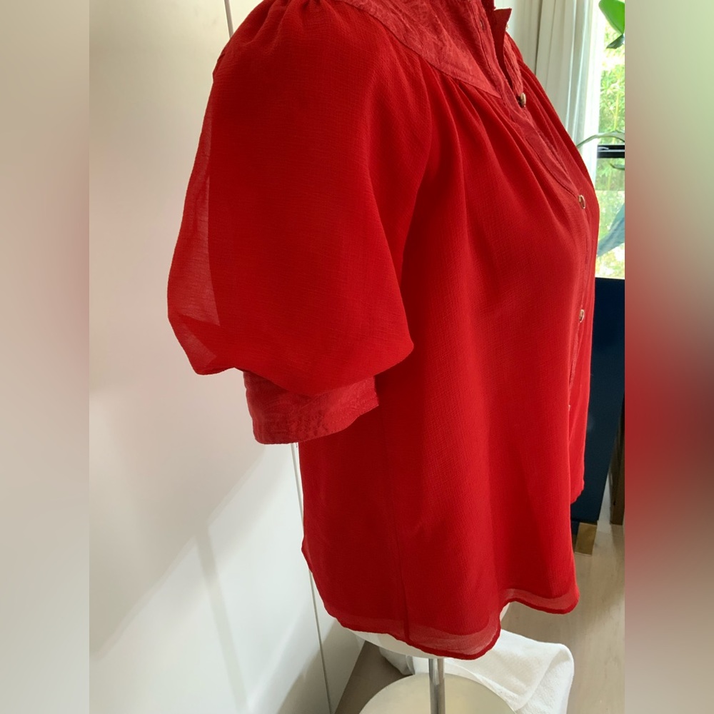 Maeve by Anthropologie - Red, short sleeve blouse